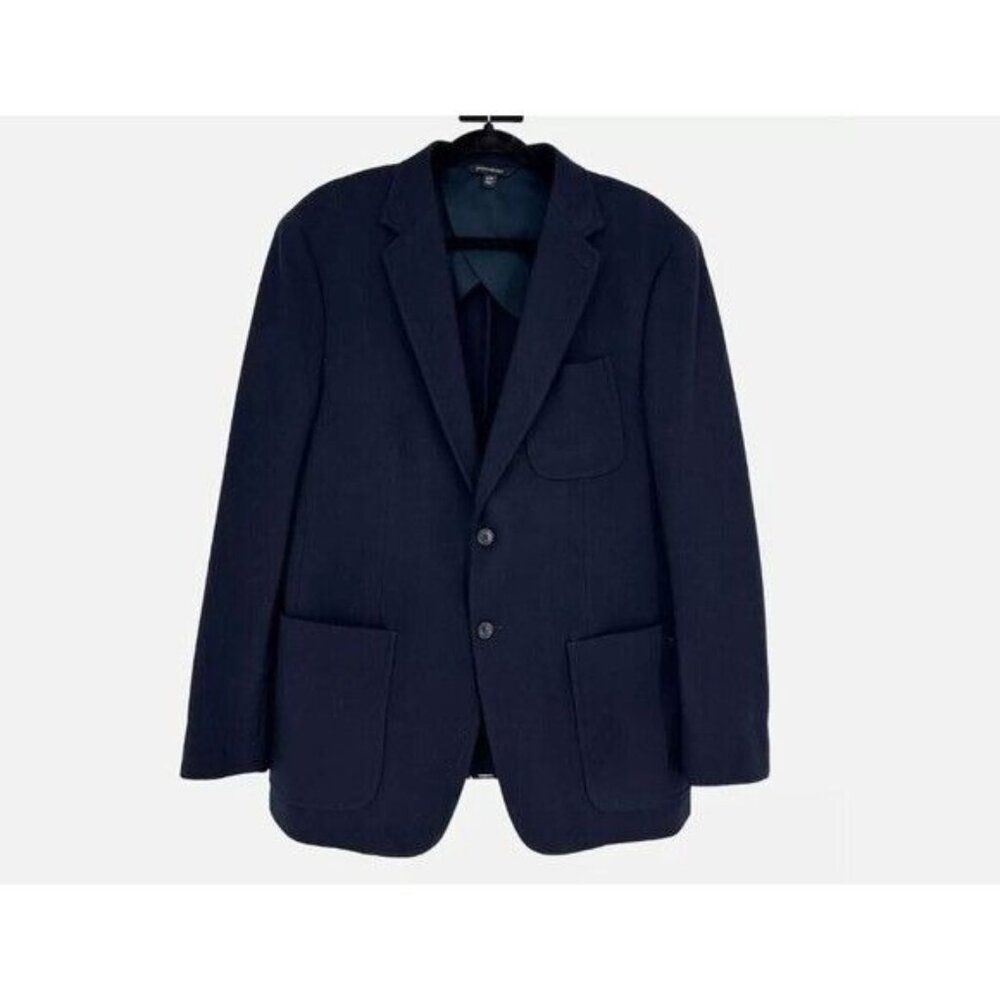 Banana Republic Mens Navy Blazer 48R 2-Button Jacket With Patch Pockets